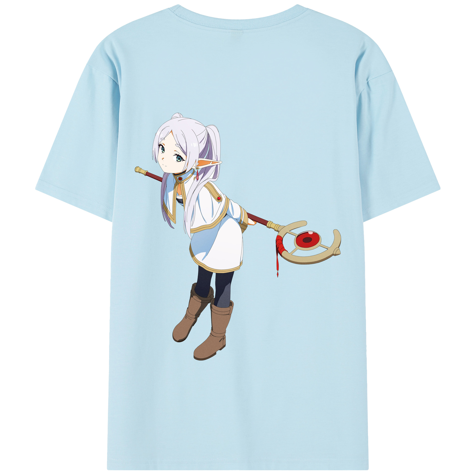 （画像用） 葬送のフリーレン Frieren 綿100％半袖Tシャツ（背面プリント）